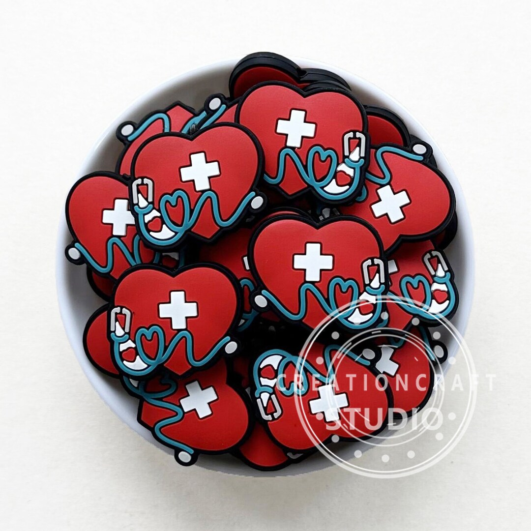 Stethoscope Focal Silicone Beads, Heart Beads, Wholesale Beads Etsy
