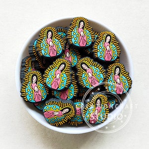 Bulk Beads, 1-100Pcs Jesus Virgin Mary Silicone Beads, Focal Silicone Beads, Rosary Beads, 24*27*8mm, DIY Beaded Keychain