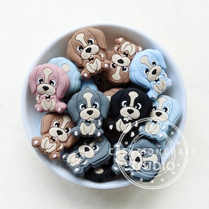 Dog Shaped Beads, Silicone Dog Beads, Cartoon Silicone Beads, Loose Silicone Beads, DIY Keyrings Keychain Women Charm Gift, 29*24mm