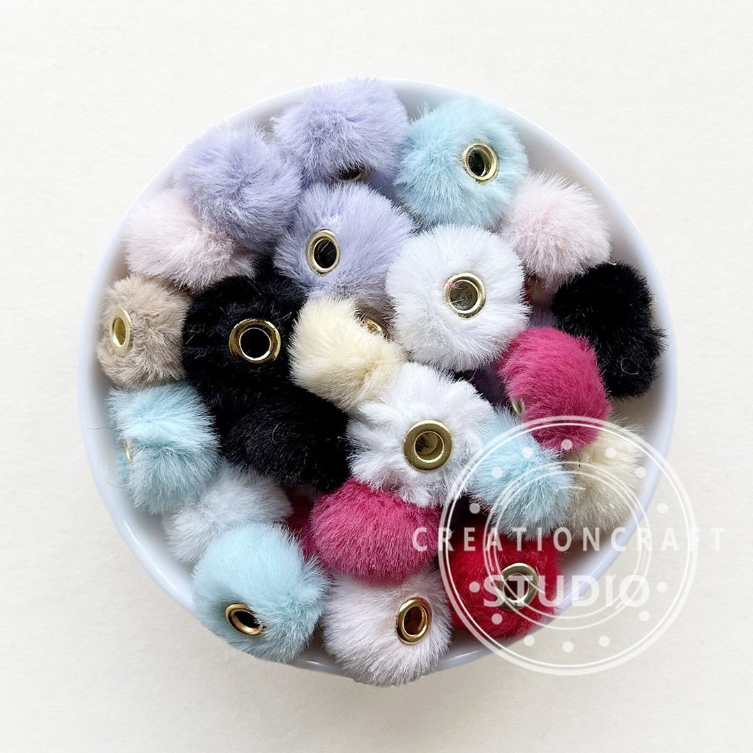 JMCRATE Pom Pom Beads 80PCS Mixed Color Soft Puff Beads For