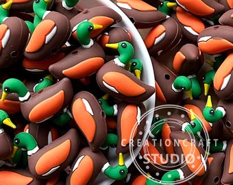 3D Mallard Duck Silicone Focal Beads Jewelry Making DIY Beadable Pen,Shape Beads