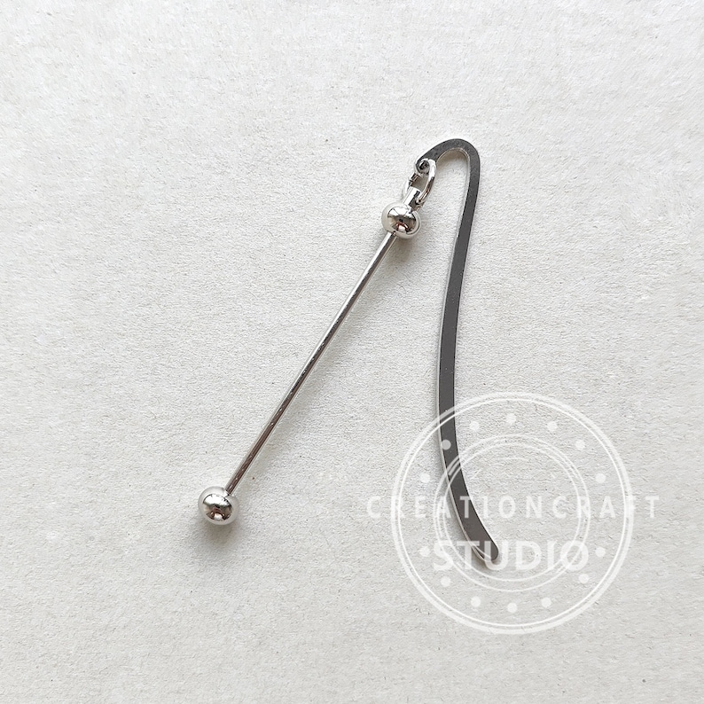 Marcapáginas con cuentas, Marcapáginas de metal con cuentas, Suministros para marcapáginas - En blanco Silver