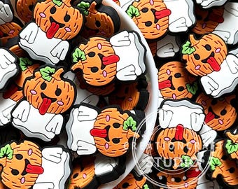 Halloween Beads, Pumpkin Ghost Focal Bead Jewelry Making Bulk Supply