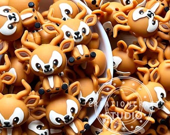 3D Antelope Silicone Beads Wholesale,Deer Focal Beads Jewelry Making Supplies
