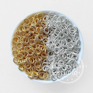 100 st 10 mm mini metalliska guld silver ringdistanspärlor, lösa akrylpärlor grossist