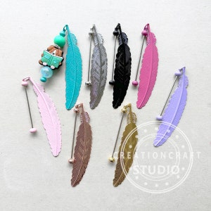 Beadable Feather Bookmarks DIY, Bookmark Blank, Metal Bookmark