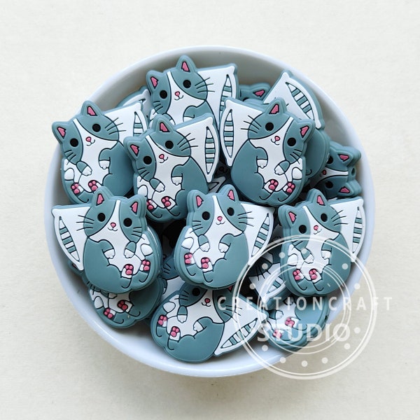 Cute Cat Silicone Beads, Cat Beads, Focal Beads