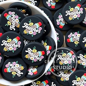 Teacher Pencil Silicone Beads,Teacher Focal Beads,Teacher Gift Bead,Beadable Pen Focal