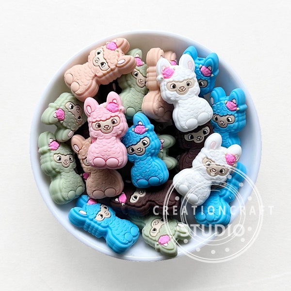 Sheep Silicone Beads, Alpaca Silicone Beads, Soft Silicone Beads, Animal Beads, 16*30mm, Loose Beads, DIY Jewelry Necklace Making