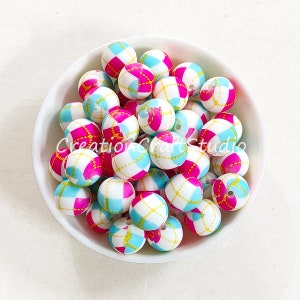 Round Silicone Beads, Print Silicone Beads, 12/15mm Silicone Beads, DIY Keychain Keyring Jewelry Making, Bulk Silicone Beads