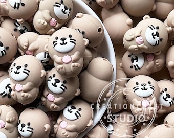 Sea Otter Shell Silicone Beads,Animal Focal Beads for Beadable Pen Jewelry