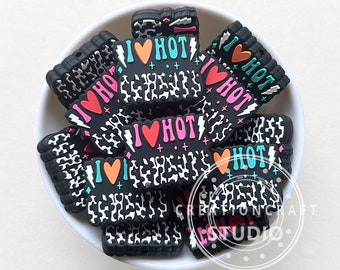 Western Focal Beads, I Love Hot Cowboys Beads, Cowgirl Beads, Silicone Beads