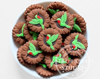 Sunflower Hummingbird Silicone Focal Beads,Floral Bird Beads For Beadable Pen Crafting