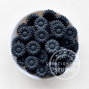 Nieuwe madeliefkralen, zwarte zonnebloemkralen van 20 mm, brandpuntkralen, bulksiliconenkralen, madeliefjekralen
