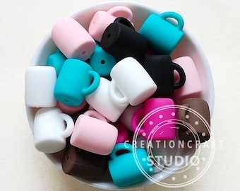 Coffee Mug Focal Silicone Beads, Bulk Silicone Beads, Mini Coffee Mug Silicone Beads