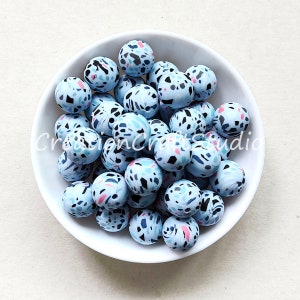 12/15mm Silicone Round Beads, Silicone Ball, Terrazzo Print Silicone Beads, Round Pearl, Silicone Bead, 10 - 100 PCS Bulk Beads