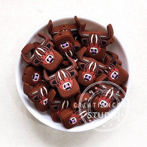 Highland Cow Head Silicone Beads, Yak Silicone Beads, Bulk Focal Silicone Beads, DIY Keychain Jewelry  Lanyard Badges