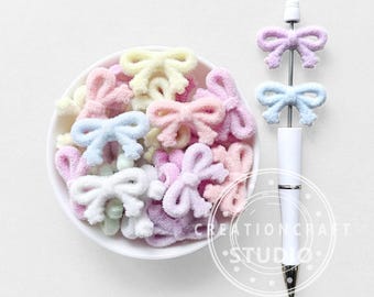 Flocked Bowknot Beads,Acrylic Loose Beads,Jewelry Making DIY Beaded Pen