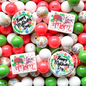 Mom Assorted Silicone Beads,Bulk Loose Beads,DIY Pen,Focal Beads,Mixed Beads 15mm