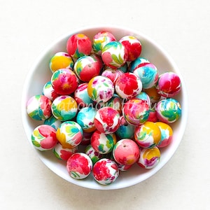 12/15mm Silicone Pearl, Silicone Ball, Flower Print Silicone Beads, Round Silicone Bead, Wholesale Bead, DIY ID Badges Holders Making