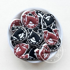 Horseshoe Focal Silicone Beads, Horse Beads, Loose Silicone Beads