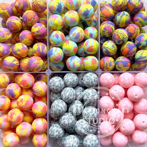 15mm Silicone Beads,Splatter Paint Printed Beads, Pig Cross Print Beads,Loose Silicone Beads
