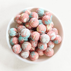 12/15mm Round Loose Silicone Beads, Bulk Silicone Beads, Print Silicone Beads