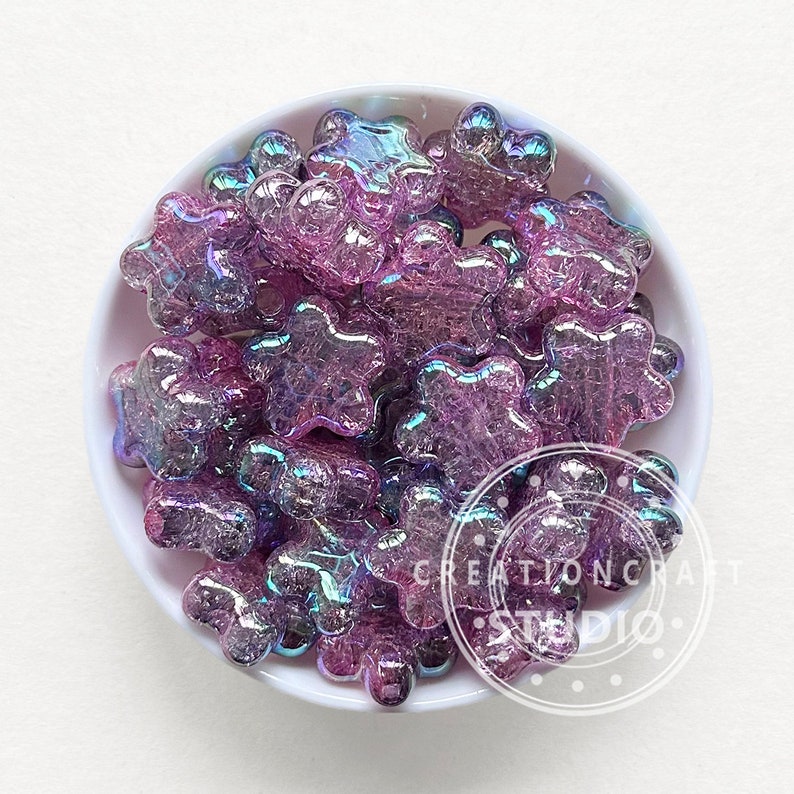 AB Crack Star Acrylic Beads, Iridescent Gradient Star Beads, Resin Beads,Pen Focal Beads image 4