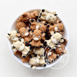 3D Highland Cow Focal Beads,Western Cow Silicone Beads,Animal Beads