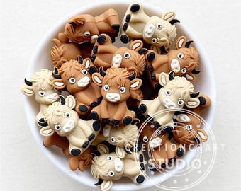 3D Highland Cow Focal Beads,Western Cow Silicone Beads,Animal Beads