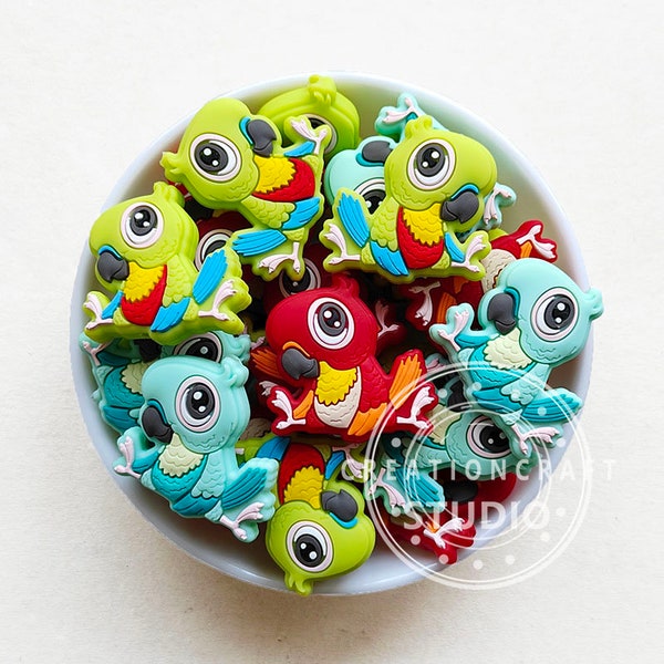 Parrot Shape Silicone Beads, Focal Beads for Pens Making, Animal Silicone Beads, Bulk Beads, DIY Necklace Lanyard