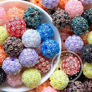 20mm Flower Rhinestone Beads,Chunky Beads,Rhinestone Acrylic Beads,Bubblegum Bead,Beads for DIY Keychain