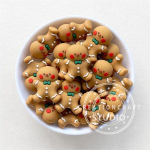 3D Lebkuchenmann Perlen,Weihnachtsperlen, Silikonperlen für Perlenstift,Fokalperlen