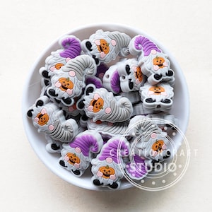 Halloween Pumpkin Gnomes Silicone Beads, Halloween Gnome Focal Beads