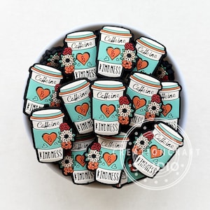 Kindness Focal Beads, Coffee Cup Silicone Beads