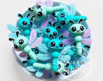 3D Dragonfly Focal Silicone Beads,Shape Beads for Beadable Pen Making Jewelry Keychain
