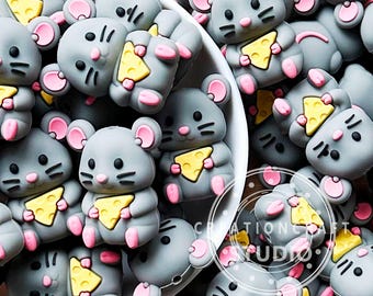 3D Opossum Focal Beads,Cheese Mouse Silicone Beads DIY Beaded Jewelry Pen