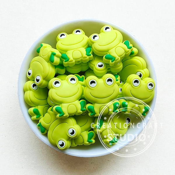 Frog Beads, DIY Lanyard ID Badges Keychain Jewelry Making, Silicone Focal Beads, Silicone Beads Bulk, Animal Beads