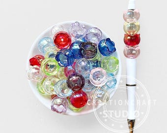 UV Clear Hollowed Flower Acrylic Beads for Pen Making,Bead Cap,Loose Bead