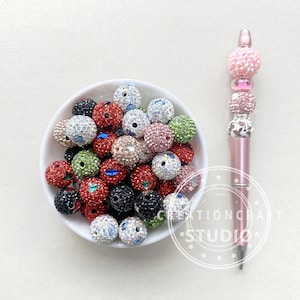 16mm Sparkle Rhinestone Polymer Clay Beads, Assorted Bling Rhinestone Beads,Pen Focal Beads