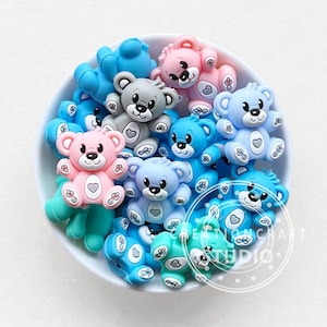 Koraliki 3D Bear, Koraliki silikonowe 3D Animal Focal, Hurtowa sprzedaż silikonowych koralików, Brelok DIY Beadable