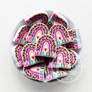 Leopard Teacher Silicone Beads, Teacher Rainbow Beads, Teacher Focal Beads