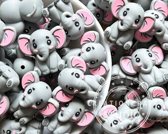 Elephant 3D Silicone Focal Beads,Bulk Loose Beads for Craft Pen Beaded Jewelry