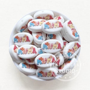 Cuentas focales con impresión MAMA, cuentas de silicona con impresión focal, cuentas Mama