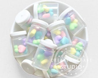 Colored Heart in Jar Focal Beads,3D Shaker Bottle Silicone Beads for Pen