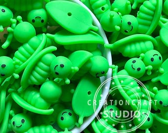 3D Caterpillar on Leaf Focal Beads,Silicone Wholesale Beads,DIY Beadable Pen