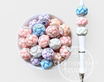Shimmer Heart Ball Rhinestone Acrylic Beads,Fancy Beads Pen Making Accessories