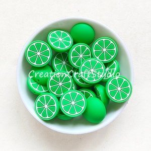 Orange Beads, 22mm Green Orange Shape Silicone Beads, Bulk Silicone Beads, Silicone Focal Beads, DIY Keychain