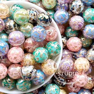 Assorted Leopard Resin Beads,16mm Acrylic Beads Mix,Leopard Gumball Bead,Round Beads