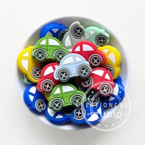 Car Shape Silicone Beads, Random Mix Color, 32*22mm